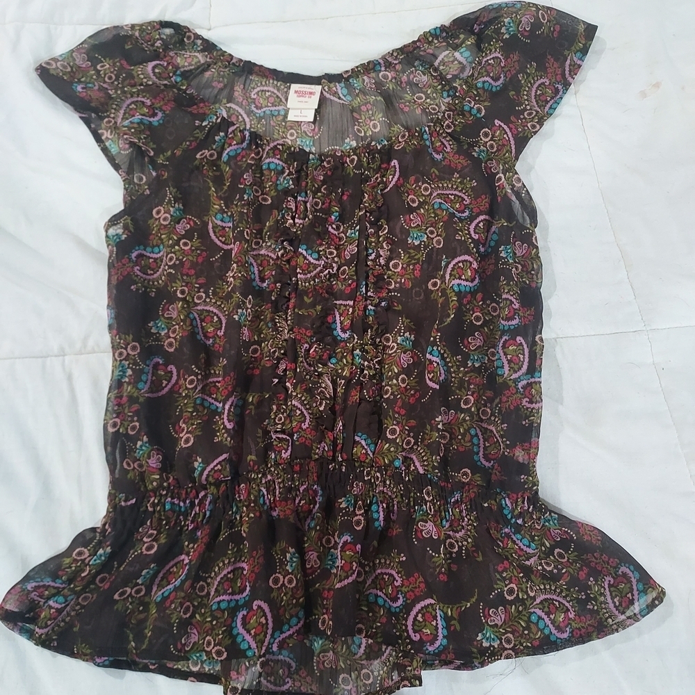 Mossimo Supply Co. Black and Multicolor Paisley Top